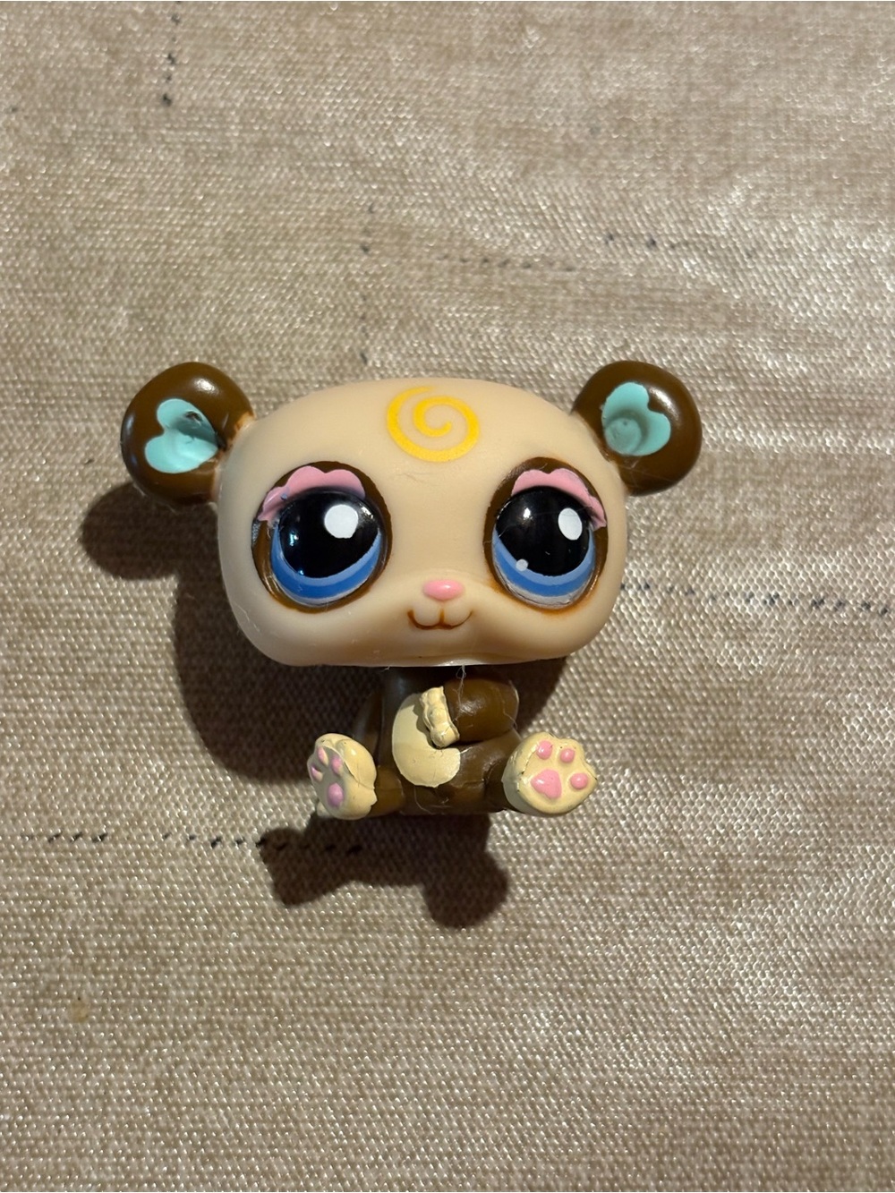 2007 Littlest Pet Shop Brown and Cream Panda with Blue Eyes
